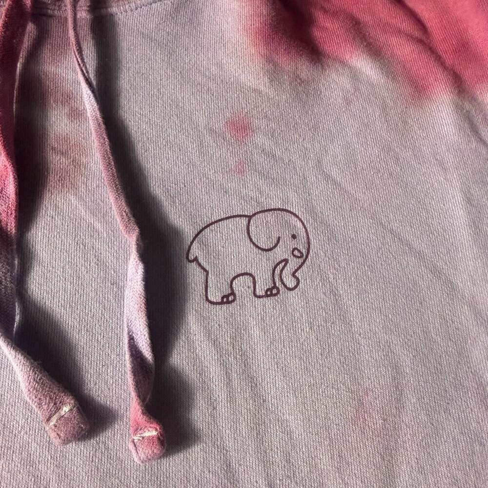 Ivory Ella Pink and Purple Tie Dye Elephant Logo Pullover Hoodie Size M